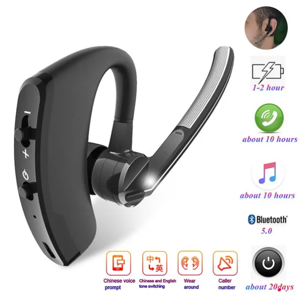 Car Truck Motorcycle V8 Bluetooth Headsets Business Bluetooth Earphone Sport Wireless Bluetooth Headset Handsfree Earphone Voice control with Microphone