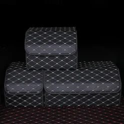 Car Trunk Organizer Box Large Capacity Auto Multiuse Tools Storage Bag Stowing Tidying Leather Folding For Emergency Storage Box