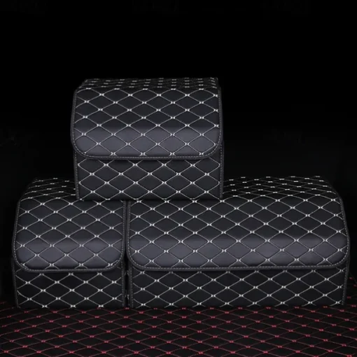 Car Trunk Organizer Box Large Capacity Auto Multiuse Tools Storage Bag Stowing Tidying Leather Folding For Emergency Storage Box