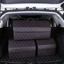 Car Trunk Organizer Box Large Capacity Auto Multiuse Tools Storage Bag Stowing Tidying Leather Folding For Emergency Storage Box
