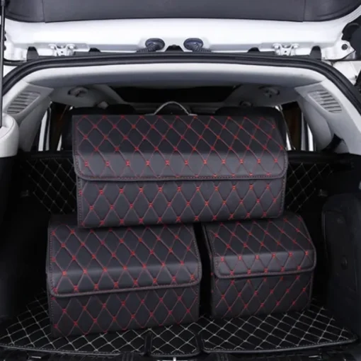 Car Trunk Organizer Box Large Capacity Auto Multiuse Tools Storage Bag Stowing Tidying Leather Folding For Emergency Storage Box