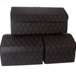 Car Trunk Organizer Box Large Capacity Auto Multiuse Tools Storage Bag Stowing Tidying Leather Folding For Emergency Storage Box