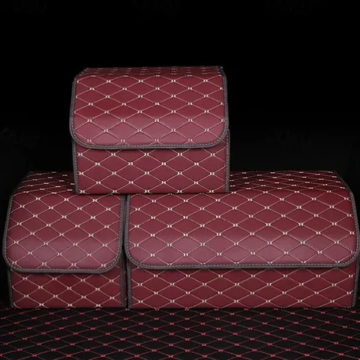 Car Trunk Organizer Box Large Capacity Auto Multiuse Tools Storage Bag Stowing Tidying Leather Folding For Emergency Storage Box