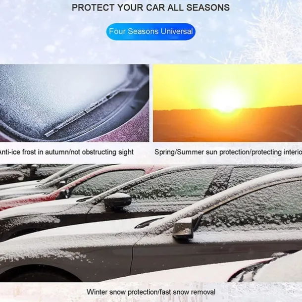 Car Windshield Cover 4-Layer Magnetic Anti-freeze Sun Shade Snow Frost Ice Rain Cover Protector with Reflective Strip All Season