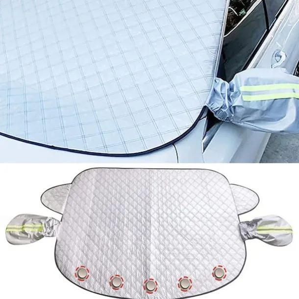 Car Windshield Cover 4-Layer Magnetic Anti-freeze Sun Shade Snow Frost Ice Rain Cover Protector with Reflective Strip All Season