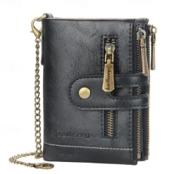 Card Holder Men Wallet Luxury Designer Purses Short Zipper Coin Purse multi-card slot tri-fold wallet Card Holder With Chain
