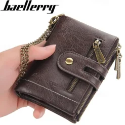 Card Holder Men Wallet Luxury Designer Purses Short Zipper Coin Purse multi-card slot tri-fold wallet Card Holder With Chain