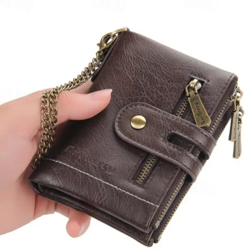 Card Holder Men Wallet Luxury Designer Purses Short Zipper Coin Purse multi-card slot tri-fold wallet Card Holder With Chain