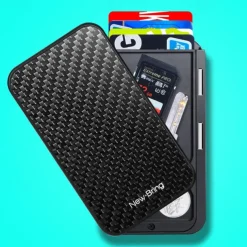Card Holder Mens Purse Carbon Fiber Minimalist Rfid Wallets for Credit Cards Bank Business ID Card Holder Case Cards Boxs Change Coin Holders Metal Walet