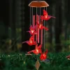 Cardinal Bird Solar Wind Chimes Outdoor Waterproof Garden Lights for Window Decoation Garden Patiio Backyard 6 LEDs Bird