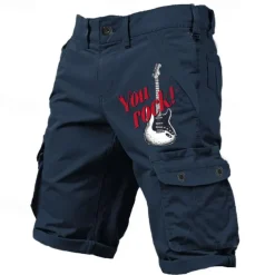 Carefree Interlude X Joshua Jo Men's Vintage Guitar 6 Pocket Vacation Cargo Shorts