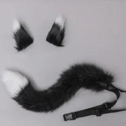 Carnival Bendable Hair Clips Adjustable Dance Party Cosplay Imitation Fur Fox Tail and Clip Ears Kit for Carnival Party Costume Accessories
