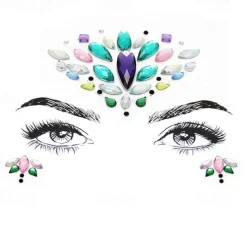 CARNIVAL Facial Tattoo Stickers With Crystal Diamond Stickers Dance Music Water-saving Diamond Face Stickers Decorative Acrylic Diamond Face Stickers