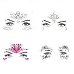 CARNIVAL Facial Tattoo Stickers With Crystal Diamond Stickers Dance Music Water-saving Diamond Face Stickers Decorative Acrylic Diamond Face Stickers