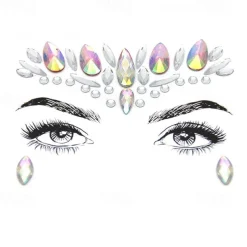 CARNIVAL Facial Tattoo Stickers With Crystal Diamond Stickers Dance Music Water-saving Diamond Face Stickers Decorative Acrylic Diamond Face Stickers