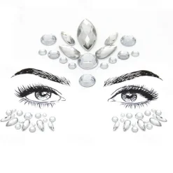 CARNIVAL Facial Tattoo Stickers With Crystal Diamond Stickers Dance Music Water-saving Diamond Face Stickers Decorative Acrylic Diamond Face Stickers
