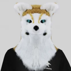 Carnival Mouth Opening Animal Headgear Funny Mask Wolf Dog Head Tiger Gorilla Headgear Makeup Ball Halloween Props