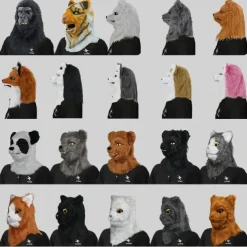 Carnival Mouth Opening Animal Headgear Funny Mask Wolf Dog Head Tiger Gorilla Headgear Makeup Ball Halloween Props