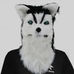 Carnival Mouth Opening Animal Headgear Funny Mask Wolf Dog Head Tiger Gorilla Headgear Makeup Ball Halloween Props