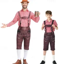 Carnival Oktoberfest Beer Outfits Lederhosen Shirt Bavarian German Munich Wiesn Men's Boys' Traditional Style Cloth Shirt Shorts