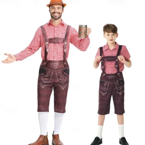 Carnival Oktoberfest Beer Outfits Lederhosen Shirt Bavarian German Munich Wiesn Men's Boys' Traditional Style Cloth Shirt Shorts
