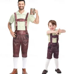 Carnival Oktoberfest Beer Outfits Lederhosen Shirt Bavarian German Munich Wiesn Men's Boys' Traditional Style Cloth Shirt Shorts
