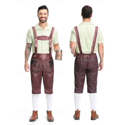 Carnival Oktoberfest Beer Outfits Lederhosen Shirt Bavarian German Munich Wiesn Men's Boys' Traditional Style Cloth Shirt Shorts