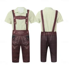Carnival Oktoberfest Beer Outfits Lederhosen Shirt Bavarian German Munich Wiesn Men's Boys' Traditional Style Cloth Shirt Shorts