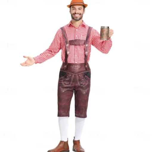 Carnival Oktoberfest Beer Outfits Lederhosen Shirt Bavarian German Munich Wiesn Men's Boys' Traditional Style Cloth Shirt Shorts