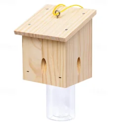 Carpenter Bee Trap for Outside - Pentroof Style Nature Hanging Wood Carpenter Bee Traps Outdoor - Insect Traps with Removable Vault (1 Pack)