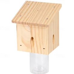 Carpenter Bee Trap for Outside - Pentroof Style Nature Hanging Wood Carpenter Bee Traps Outdoor - Insect Traps with Removable Vault (1 Pack)