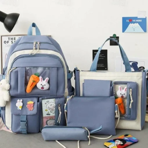 Cartoon Backpacks for School Backpacks Set with Tote Bag Crossbody Bag Pencil Case Backpack for Girls Back to School Gifts