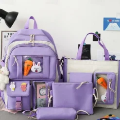 Cartoon Backpacks for School Backpacks Set with Tote Bag Crossbody Bag Pencil Case Backpack for Girls Back to School Gifts