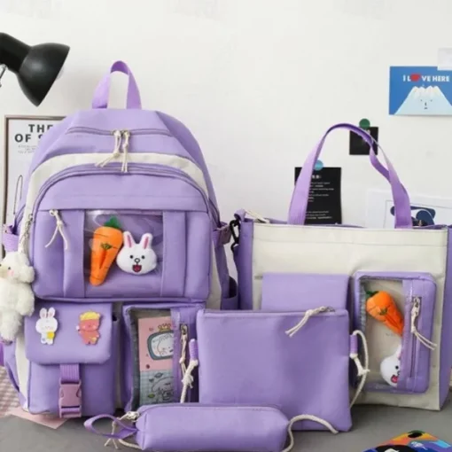 Cartoon Backpacks for School Backpacks Set with Tote Bag Crossbody Bag Pencil Case Backpack for Girls Back to School Gifts