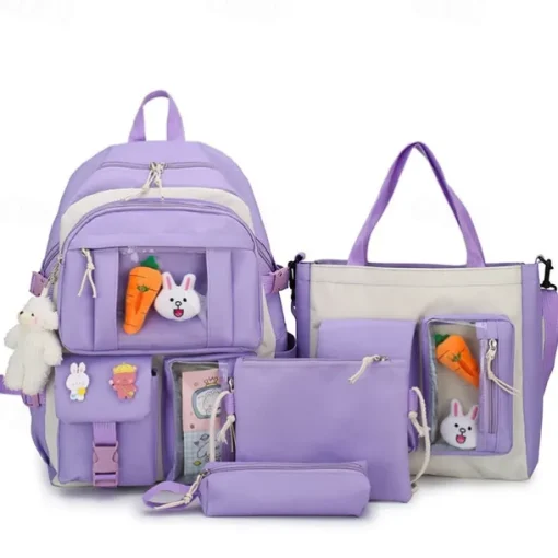 Cartoon Backpacks for School Backpacks Set with Tote Bag Crossbody Bag Pencil Case Backpack for Girls Back to School Gifts
