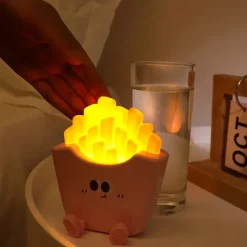 Cartoon Creative French Fries Night Light USB Rechargeable Touch Control Night Lamp Desktop Ornaments for Kid's Birthday Gift 1PC