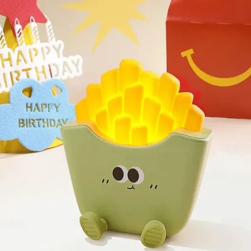 Cartoon Creative French Fries Night Light USB Rechargeable Touch Control Night Lamp Desktop Ornaments for Kid's Birthday Gift 1PC