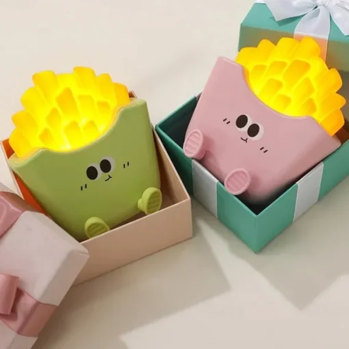 Cartoon Creative French Fries Night Light USB Rechargeable Touch Control Night Lamp Desktop Ornaments for Kid's Birthday Gift 1PC