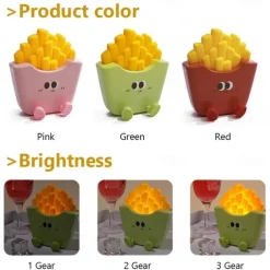 Cartoon Creative French Fries Night Light USB Rechargeable Touch Control Night Lamp Desktop Ornaments for Kid's Birthday Gift 1PC