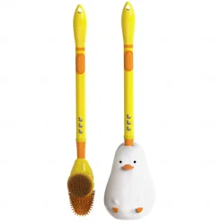 Cartoon Duck Plus Liquid Spray Toilet Brush Household Cleaning No Dead Angle With Base Wall-Mounted Long Handle Toilet Brush