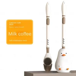 Cartoon Duck Plus Liquid Spray Toilet Brush Household Cleaning No Dead Angle With Base Wall-Mounted Long Handle Toilet Brush