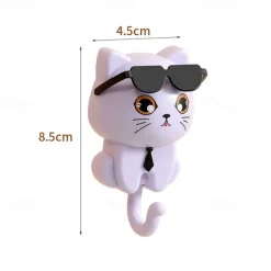 Cartoon Stretchable Cat Wall Hook, Creative Strong Adhesive Hooks, No-Drill Wall Mounted Organizer for Entryway