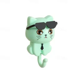 Cartoon Stretchable Cat Wall Hook, Creative Strong Adhesive Hooks, No-Drill Wall Mounted Organizer for Entryway