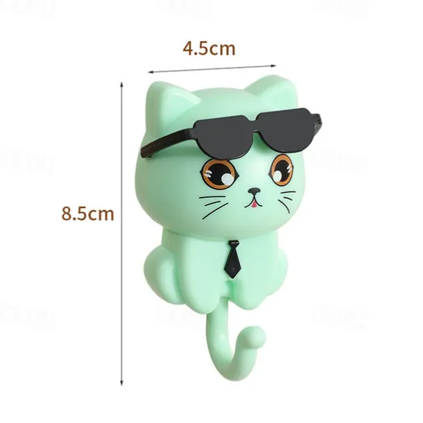 Cartoon Stretchable Cat Wall Hook, Creative Strong Adhesive Hooks, No-Drill Wall Mounted Organizer for Entryway