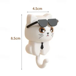 Cartoon Stretchable Cat Wall Hook, Creative Strong Adhesive Hooks, No-Drill Wall Mounted Organizer for Entryway