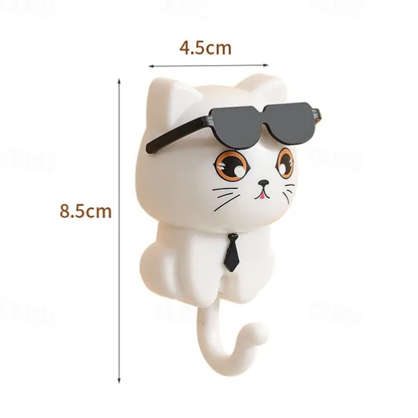 Cartoon Stretchable Cat Wall Hook, Creative Strong Adhesive Hooks, No-Drill Wall Mounted Organizer for Entryway