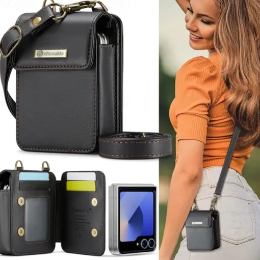 CaseMe Luxury Universal Case for Samsung Z Flip 6 5 MOTO Flip Hot Selling Shoulder Wristrap Magnetic Leather Universal Phone Bag