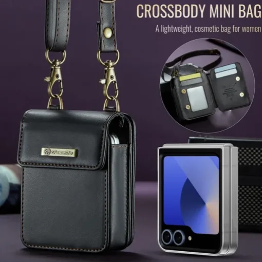 CaseMe Luxury Universal Case for Samsung Z Flip 6 5 MOTO Flip Hot Selling Shoulder Wristrap Magnetic Leather Universal Phone Bag