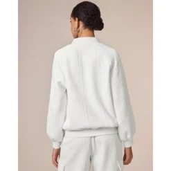 Casual Crew Neck Textured Raglan Sleeve Bomber Jacket