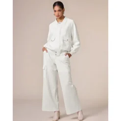 Casual Crew Neck Textured Raglan Sleeve Bomber Jacket